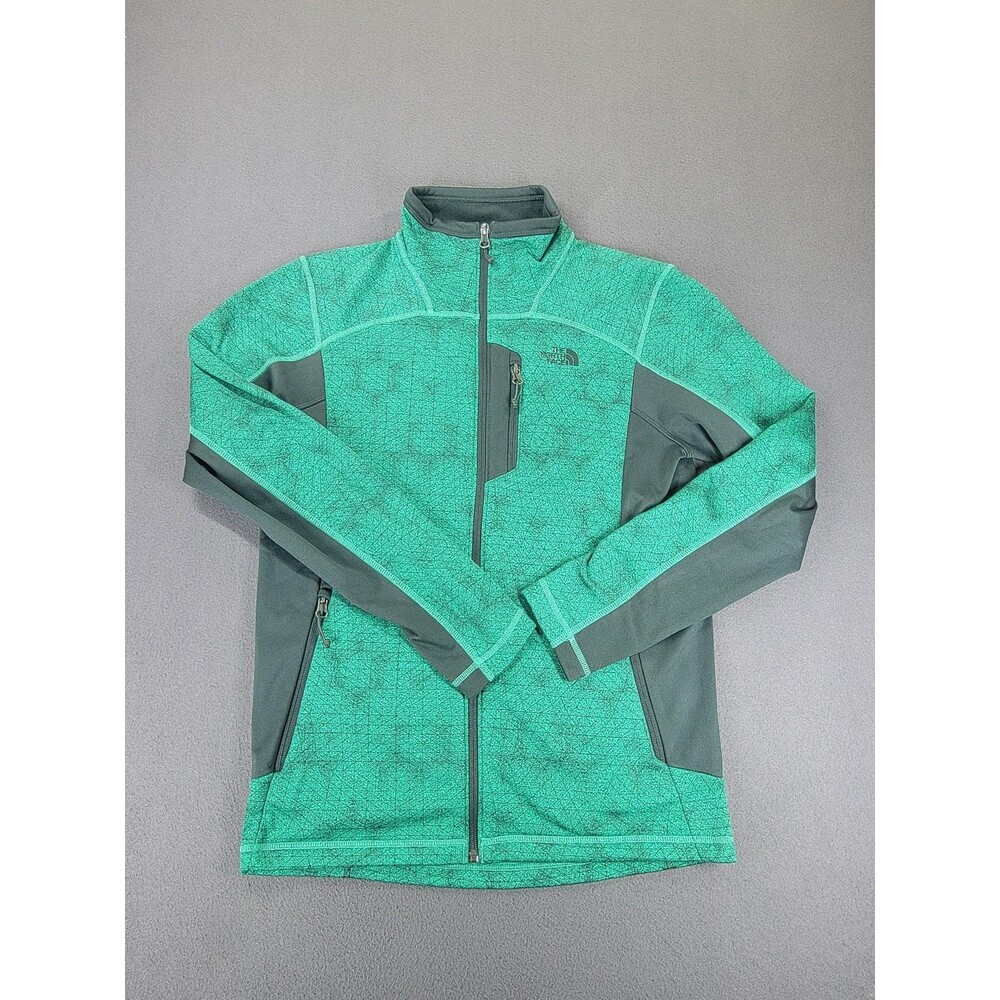 North Face Jacket Mens Small Green Full Zip Fleece Softshell FA17 A37JU Outdoor